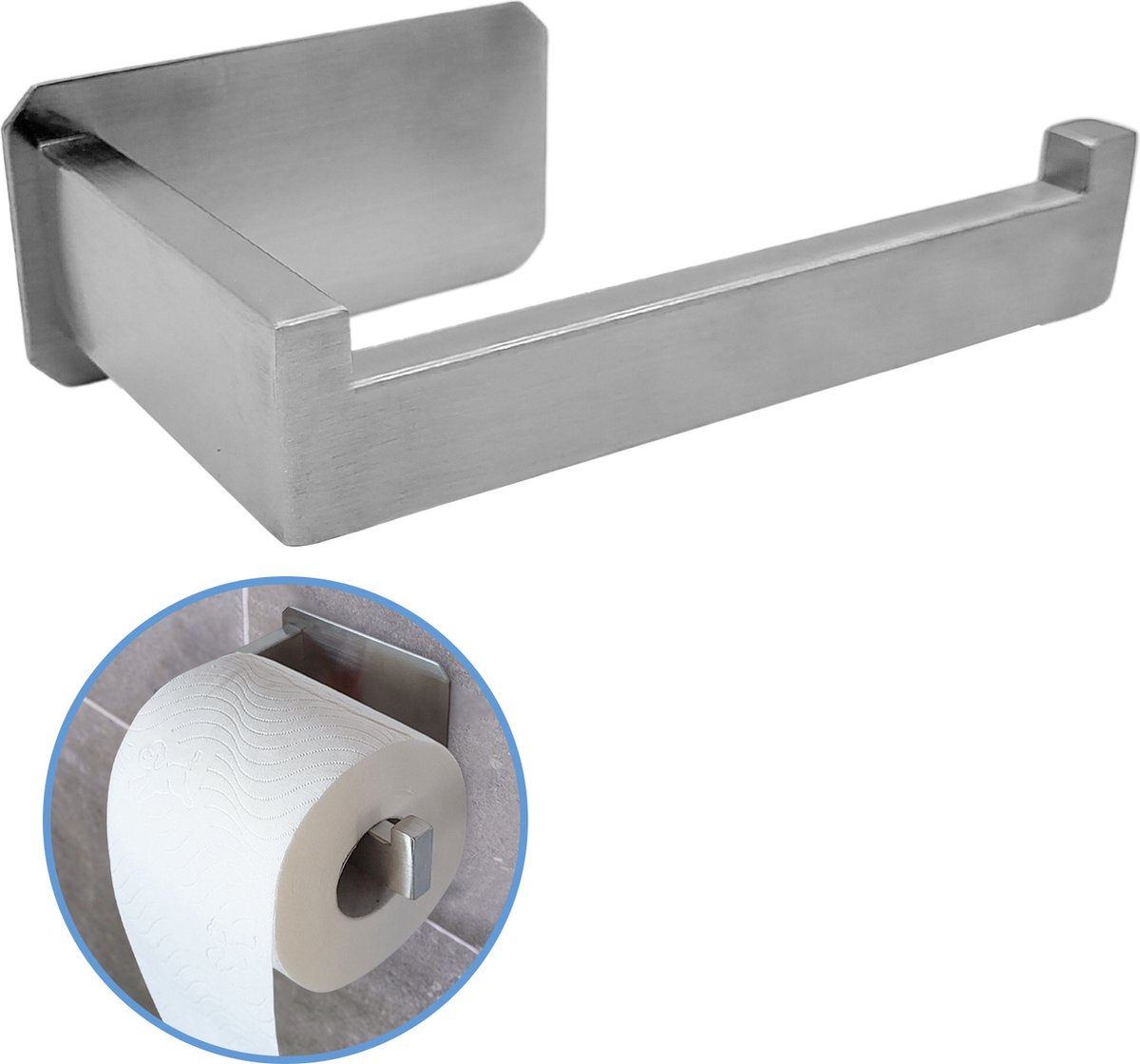 Sanics WC Rolhouder Zonder Boren - Toiletrolhouder Zelfklevend - WC Papier Houder - Closetrolhouder Zilver/RVS