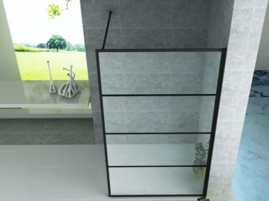 MUR DE DOUCHE WALK-IN NOIR MAT RASTER 100X200CM 8MM