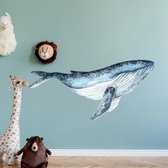 Walvis sticker - Kinderkamer Muurstickers - Oceaan - Speelgoed - kinderkamer accessoires - Waterverf