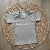 Baby t-shirt korte mouw - big sister - Beige - Maat 98 - Zwanger - Geboorte - Big sister - Aankondiging - Zwangerschapsaankondiging - Peuter - Dreumes