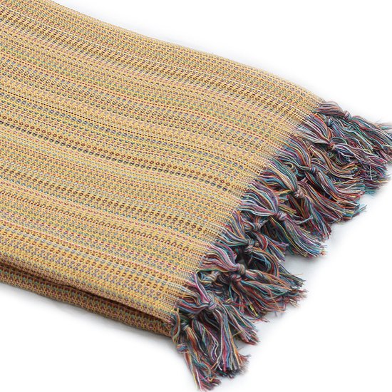Rainbow Sprei - Mostard - 200cm x 250cm - 100% Katoen - Deken - Sprei - Throw Blanket