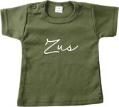 Baby t-shirt korte mouw - Zus - Groen - Maat 92 - Zwanger - Geboorte - Big Sister - Grote Zus - Aankondiging - Zwangerschapsaankondiging - Peuter - Dreumes