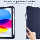 Coque Apple iPad 10e génération 10.9 (2022) avec porte-crayon - Coque à trois volets avec fonction Auto/Wake et fermeture magnétique - Bleu foncé