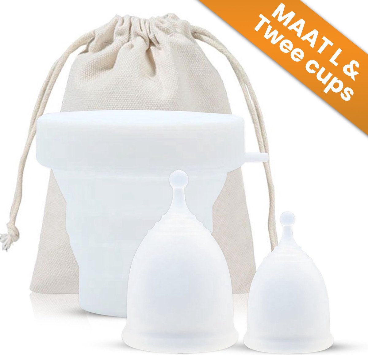 Luxegoed® - Menstruatiedisc - Menstruatiecup Sterilisator - Menstruatiecups - Large - 2 * Cups -Wit