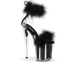 Pleaser - FLAMINGO-824F Sandaal met enkelband, Paaldans schoenen - US 6 - 36 Shoes - Zwart/Zwart