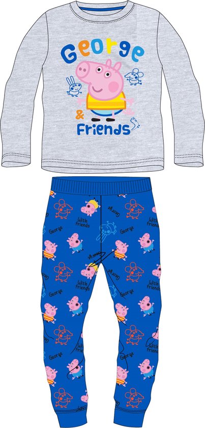 Peppa Pig George pyjama katoen grijs/blauw maat 110