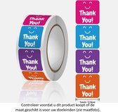 Rol met 500 kleurrijke Thank You stickers - 2.5 cm diameter - Dankje - Bedankt voor uw bestelling - Celebration - Feestje - Bruiloft - Decoratie - Versiering - Verjaardag
