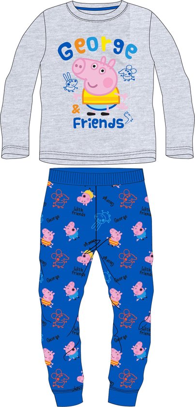 Peppa Pig George pyjama katoen grijs/blauw maat 116