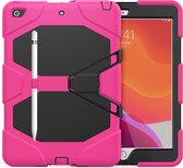 Tablet Hoes Geschikt voor: iPad 10.2 (2021) / iPad 10.2 (2019) / iPad 10.2 (2020) / iPad 2021 10.2 Inch Shockproof Proof Extreme Army Military Heavy Duty Kickstand Cover Case - roze