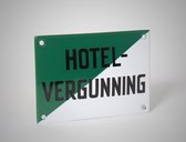 Emaille Wandbordje deurbordje Horeca Hotel Vergunning - 14 x 10 cm