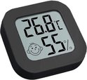Temperatuur- en luchtvochtigheidsmeter - Zwart - Inclusief batterij, houder én sticker - Digitale hygrometer, thermometer, temperatuurmeter voor binnen, digitaal weerstation - Luchtvochtigheid voor planten digitaal meten