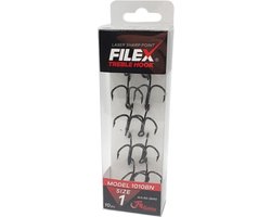 Filex Treble Hook - Haakmaat #2 - 10 stuks - Zwart - Roofvis Dreggen - Dreghaak voor Roofvissen - Kunstaas & Doodaas Haak