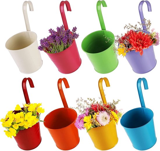 Pots de fleurs, lot de 8 pots de jardin, jardinières de balcon, clôture  murale, seau... | bol