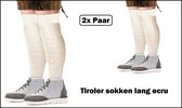 2x Paar Tiroler sokken lang ecru mt.43-46 - tirol oktoberfest apres ski winter feest thema party lederhose kousen festival