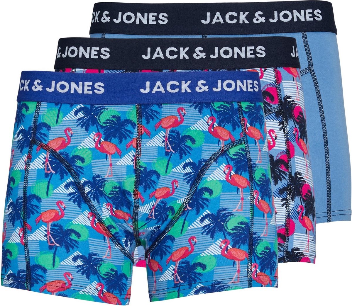Boxers Jack & Jones Jacfred Flamingo - Lot De 3, Motif Flamant Rose, Pour Homme, Confort Quotidien