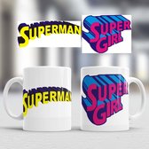 Mokken superman/supergirl - Liefde - koppels - cute - cadeau - love - couple