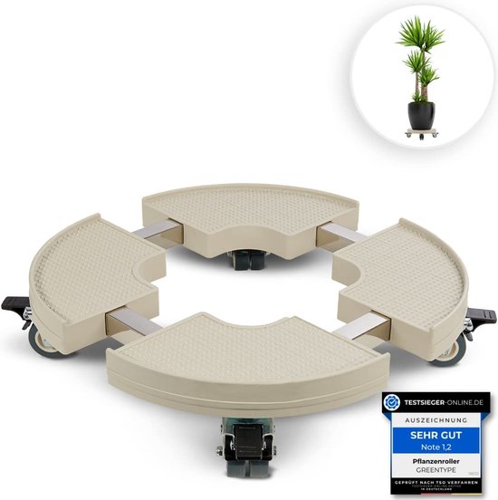 Plantenroller 35-48 cm, rolplank planten tot 150 kg, bloemenroller rond met 360° draaibare wielen, grote onderzetter voor bloempotten/plantenpotten voor grote plantenbakken binnen en buiten
