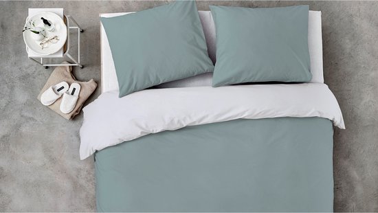 Byrklund Dekbedovertrek Side Way - 140x220 - 100% Katoen - Jade / Wit van Merkloos — afbeelding 5
