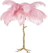 Luxe LED Tafellamp van 80cm met exclusieve palmboom en roze veren voor een prachtig tropisch accent in jouw interieur! Exclusief design voor een unieke en elegante uitstraling.