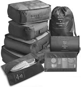 Round Limited® Cubes d'emballage Set 8 pièces - Ensemble organisateur de valise - Rangement pour sièges-auto de bagages - Cube de compression - Organisateur de sac à dos de voyage - Zwart