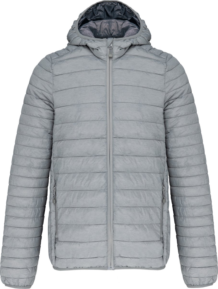 Outdoorjas ‘Lightweight Hood Padded’ merk Kariban Marl Zilver