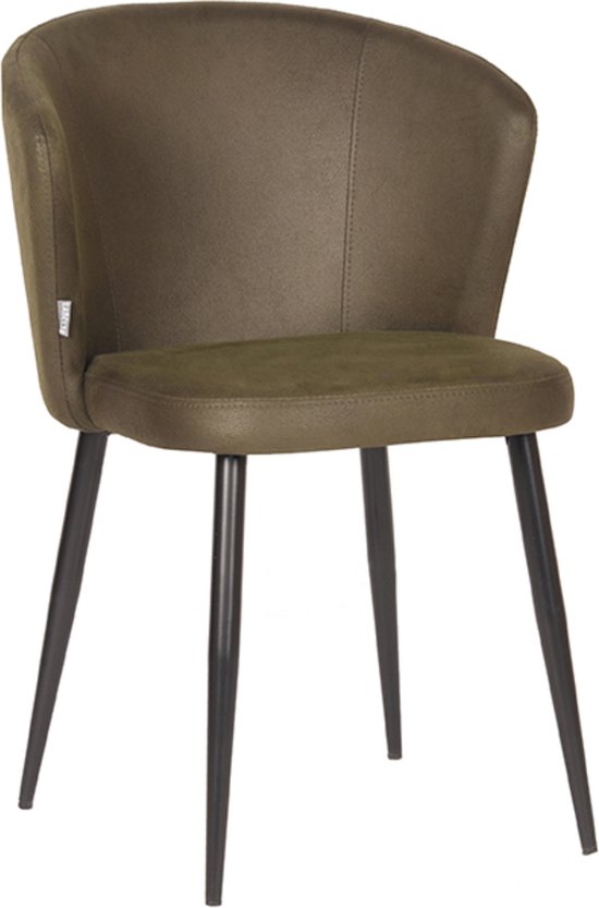 LABEL51 Chaise de salle à manger Wave - Vert armée - Microfibre