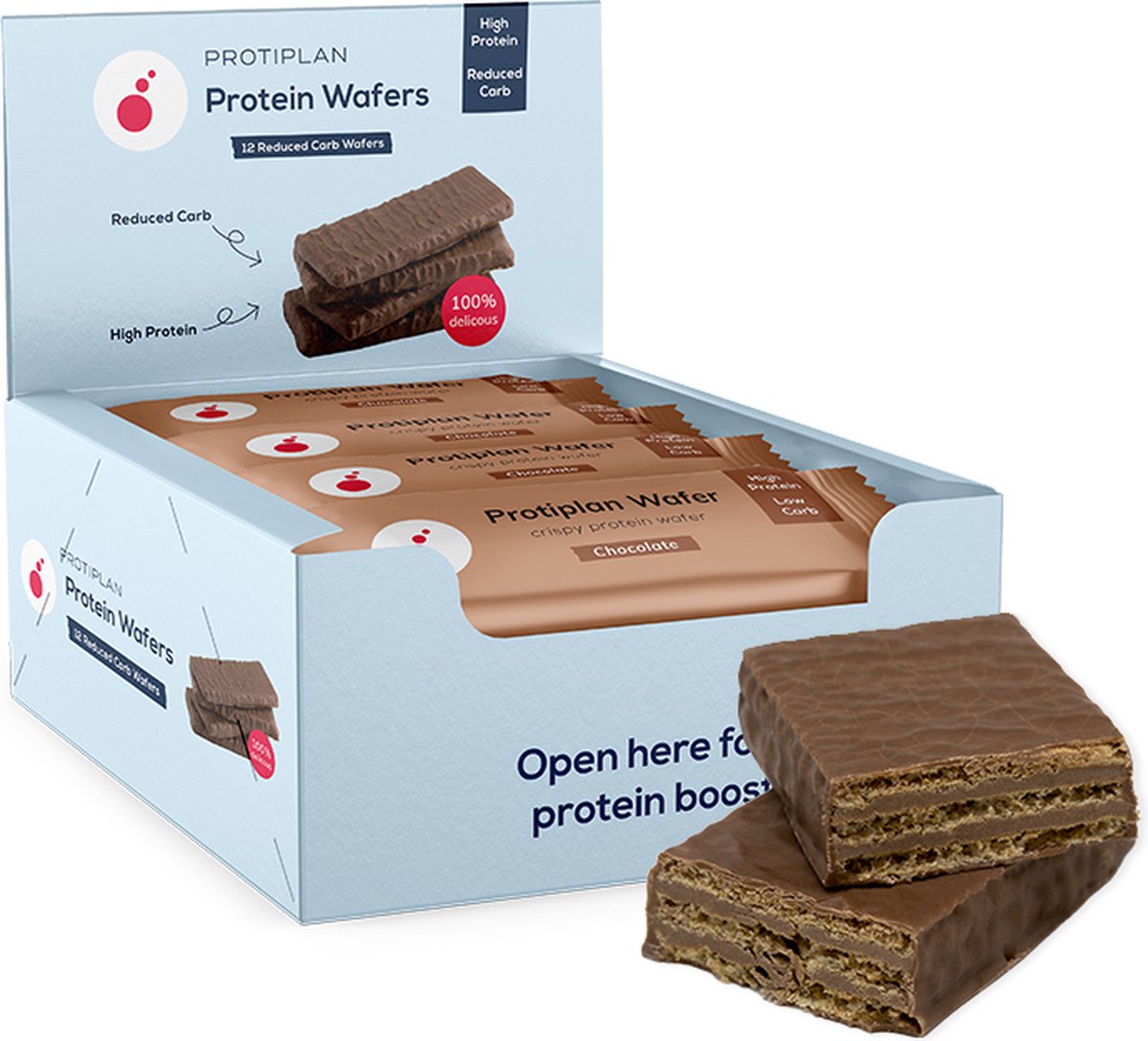 Goedkoopste Protiplan | Crispy Protein Wafer | Chocolate | 12 Stuks | 12 x 35 gram | Low carb snack | Eiwitrepen | Koolhydraatarme sportvoeding | Afslanken met Proteïne repen | Snel afvallen zonder hongergevoel!