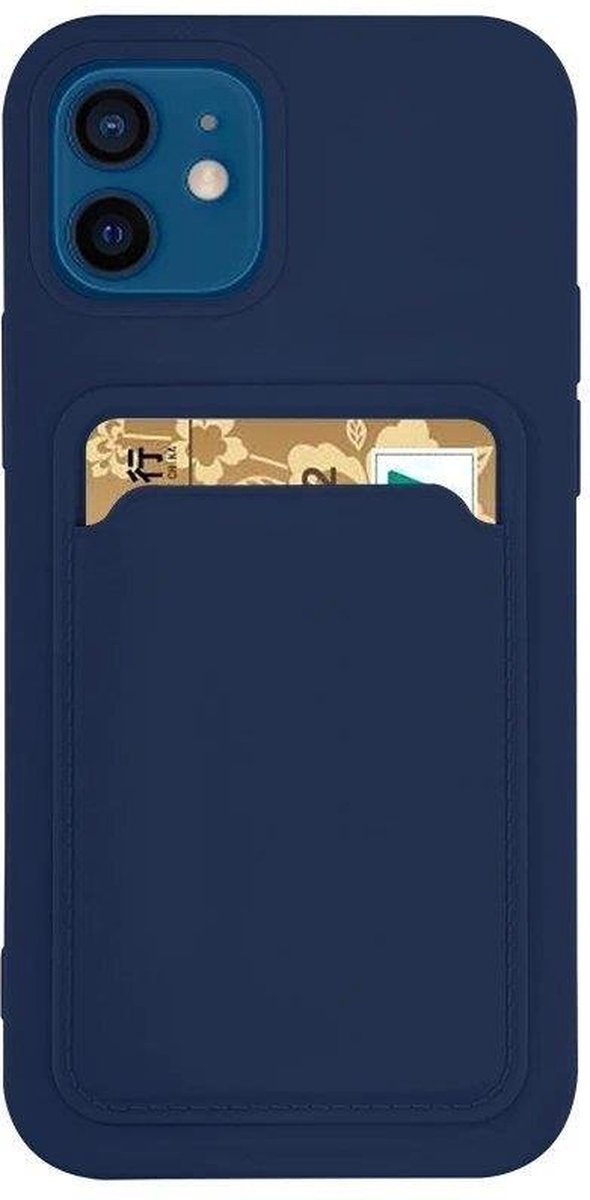 Siliconen Case met kaarthouder geschikt geschikt voor de Samsung Galaxy S22 - Marineblauw