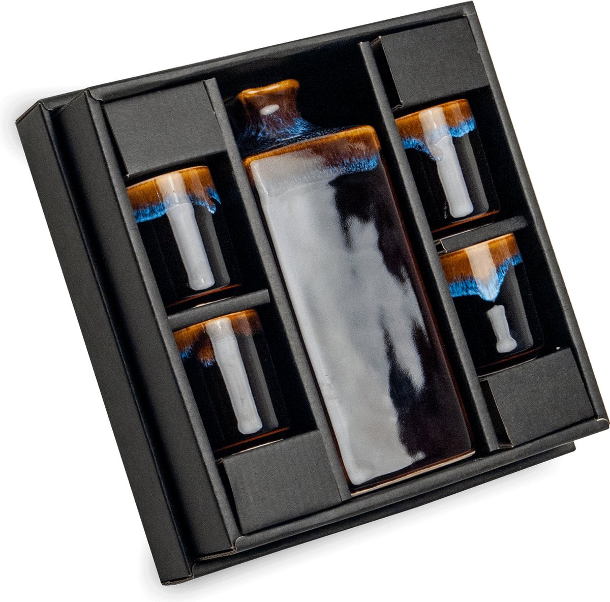 Luxe - Sake - Sake set - Zwart - Japans servies - Sushi servies - Porselein servies - Theeset - Sakeset - Kopjes - Theeglazen - Theekopjes porselein - cadeau - Cadeau voor vrouw - Cadeau vrouw — cadeau in Koken & Dineren - foto 2