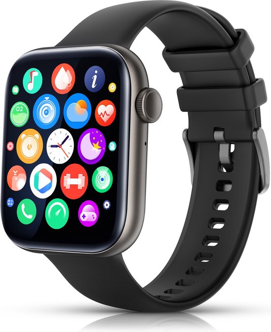 Qlarck Watch Pro - Smartwatch - Zwart - Notificaties - iOS en Android - HD Touchscreen - Stappenteller - Horloge - 46 mm - Heren & Dames