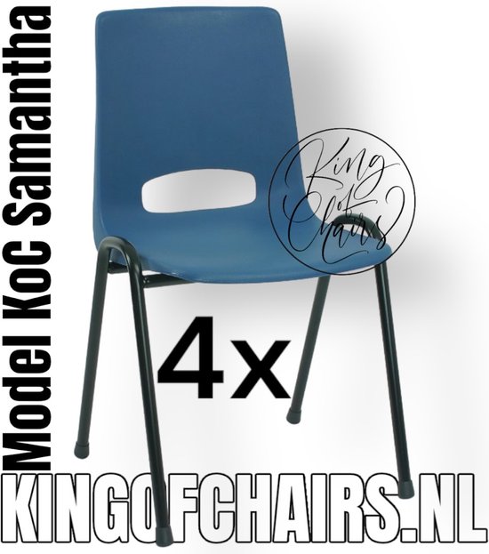 King of Chairs -Set van 4- Model KoC Samantha blauw met zwart onderstel. Stapelstoel kuipstoel vergaderstoel tuinstoel kantine stoel stapel stoel kantinestoelen stapelstoelen kuipstoelen arenastoel De Valk 3320 bistrostoel schoolstoel bezoekersstoel