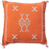 Cactus zijde kussen - Sabra - Handgemaakt & Uniek Sierkussen - 50 cm x 50 cm - Oranje