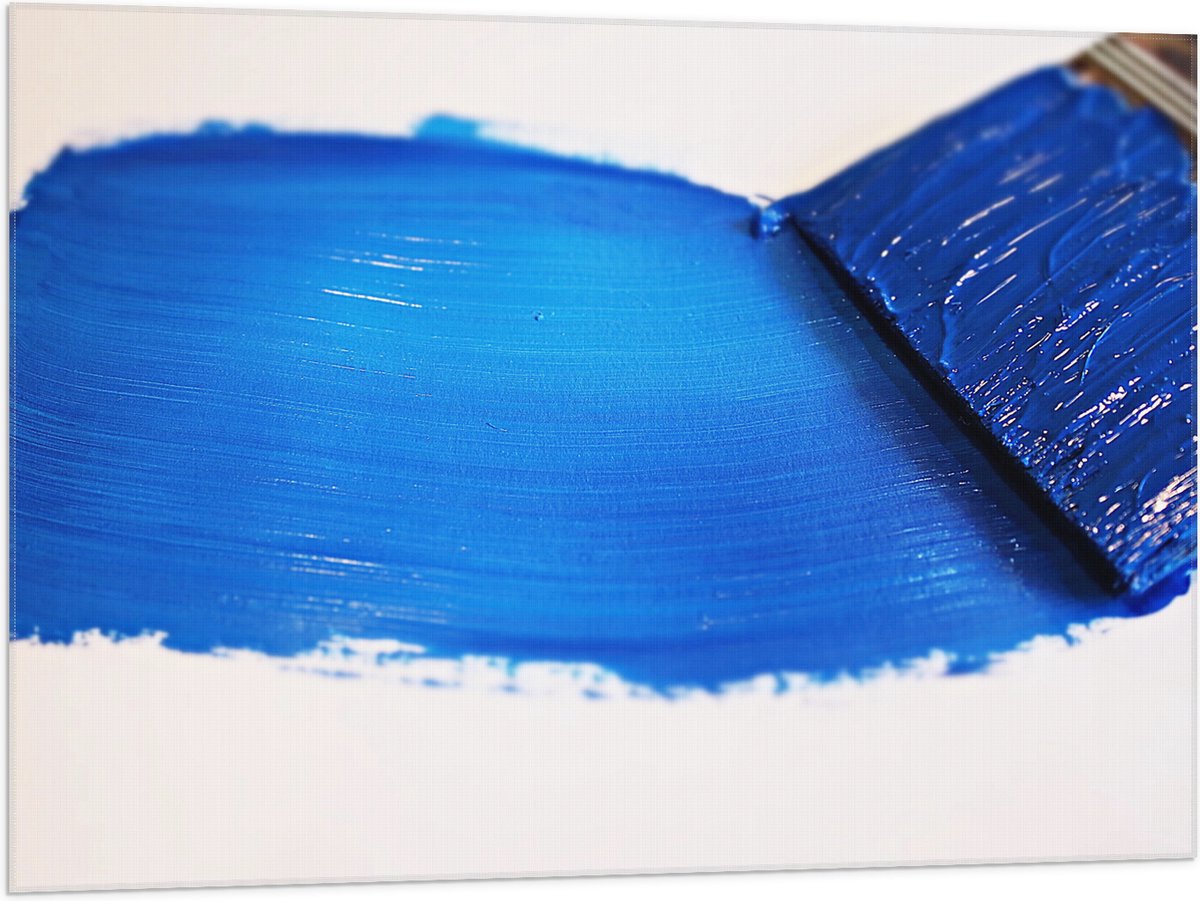 Vlag - Blauwe Verf Streep op Witte Achtergrond - 100x75 cm Foto op Polyester Vlag