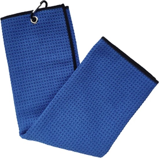 Foto: Microfiber golf handdoek snel drogend grote haak blauw 30 cm x 50 cm golfhanddoek athlix