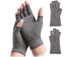 Reuma handschoenen - Artrose handschoenen - Compressie handschoenen - Handschoenen zonder toppen - Reuma - Grijs - M