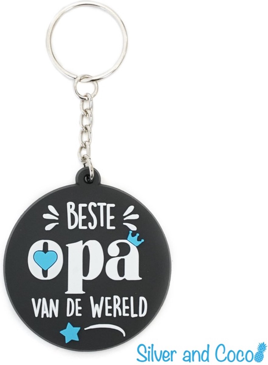 SilverAndCoco® - Vaderdag Verjaardag Cadeau Kind / 2D Sleutelhanger Auto Huis / Sinterklaas Schoen Cadeau Key Chain / Sleutel Ring Sleutels - Grandpa / Beste Opa