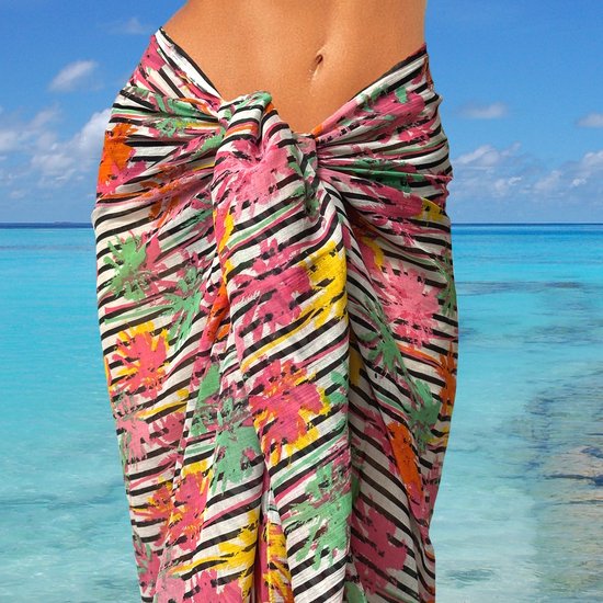 Happy Pareo Palms and Stripes Multi - meerkleurige sarong omslagdoek
