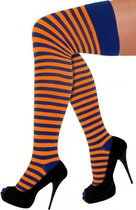 Paar Lange sokken oranje/blauw gestreept maat 36-42 - Festival thema feest party