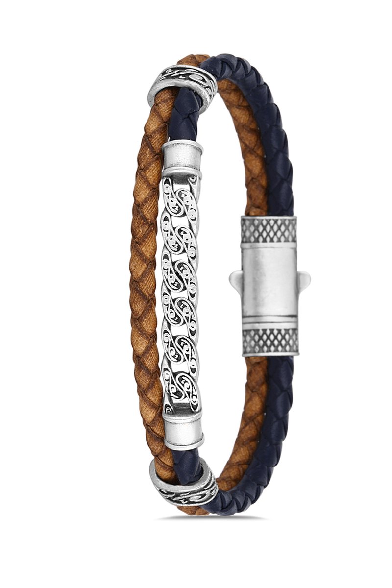 Concept Cheetah - Nobilis - uniek design - exclusieve heren armband - armbandje mannen - leder - leer - metaal - hoogwaardige coating - cadeau tip - 19.5 cm - verstelbaar - vaderdag kado tip