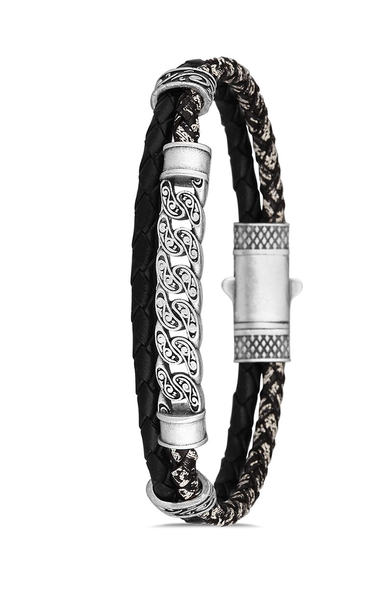 Concept Cheetah - Nobilis - uniek design - exclusieve heren armband - armbandje mannen - leder - leer - metaal - hoogwaardige coating - cadeau tip - 19.5 cm - verstelbaar - vaderdag kado tip