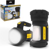 PHENOM - Projecteur de lampe de poche - Grande lampe de poche - Lampes à double LED - Lampe de poche d'atelier 2 en 1 - Piles incluses