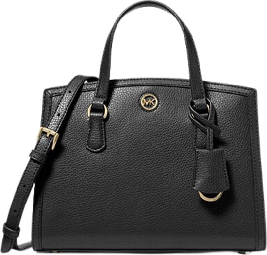 Michael Kors Chantal Pebbled Leather Handbag Dames - Zwart - One Size