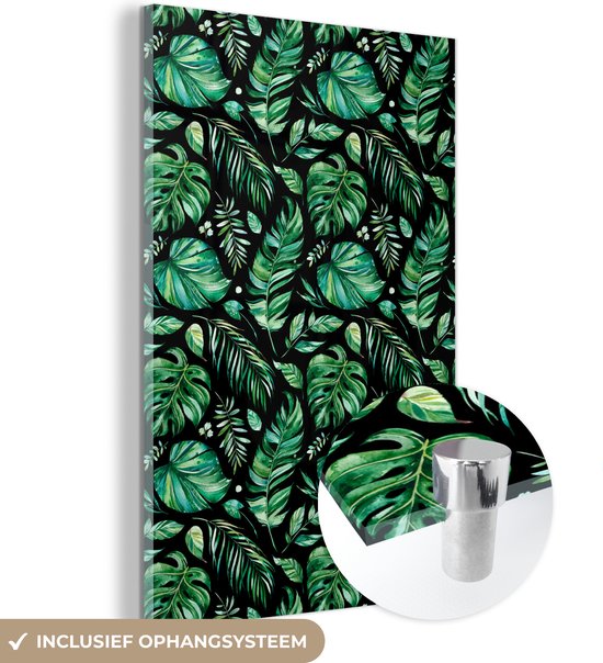 Peinture sur Verre - Vintage - Feuilles - Vert - 40x60 cm - Peintures sur Verre Peintures - Photo sur Glas