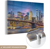 Peinture sur verre - New York - Pont de Brooklyn - Nuit - 60x40 cm - Peintures Plexiglas