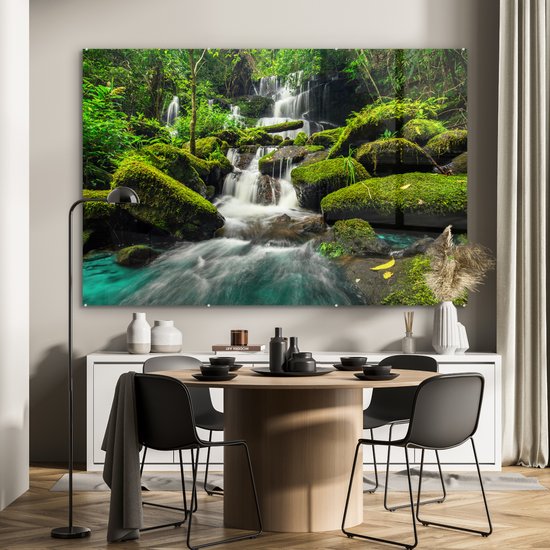 Peinture sur Verre - Cascade - Mousse - Nature - 150x100 cm - Peintures sur Verre Peintures - Photo sur Glas