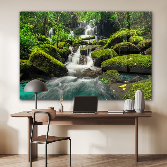 Peinture sur Verre - Cascade - Mousse - Nature - 150x100 cm - Peintures sur Verre Peintures - Photo sur Glas