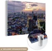 MuchoWow® Glasschilderij 180x120 cm - Schilderij acrylglas - Mexico City Skyline - Foto op glas - Schilderijen