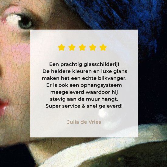 Peinture sur Verre - Fille à la Perle - Johannes Vermeer - 60x120 cm - Peintures sur Verre Peintures - Photo sur Glas