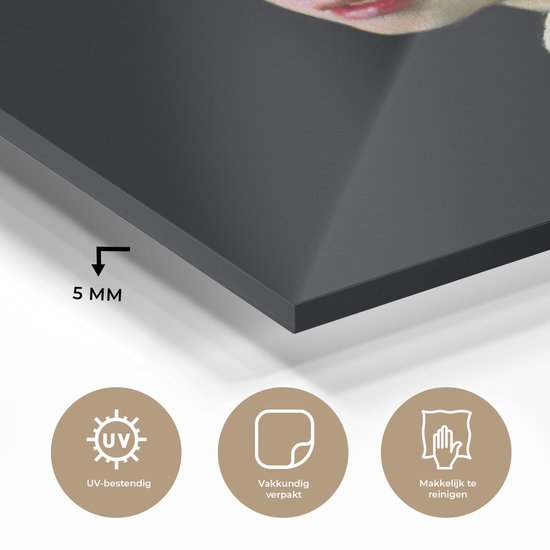 Peinture sur Verre - Fille à la Perle - Johannes Vermeer - 90x90 cm - Peintures sur Verre Peintures - Photo sur Glas