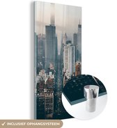MuchoWow® Glasschilderij 20x40 cm - Schilderij acrylglas - Skyline van New York - Foto op glas - Schilderijen